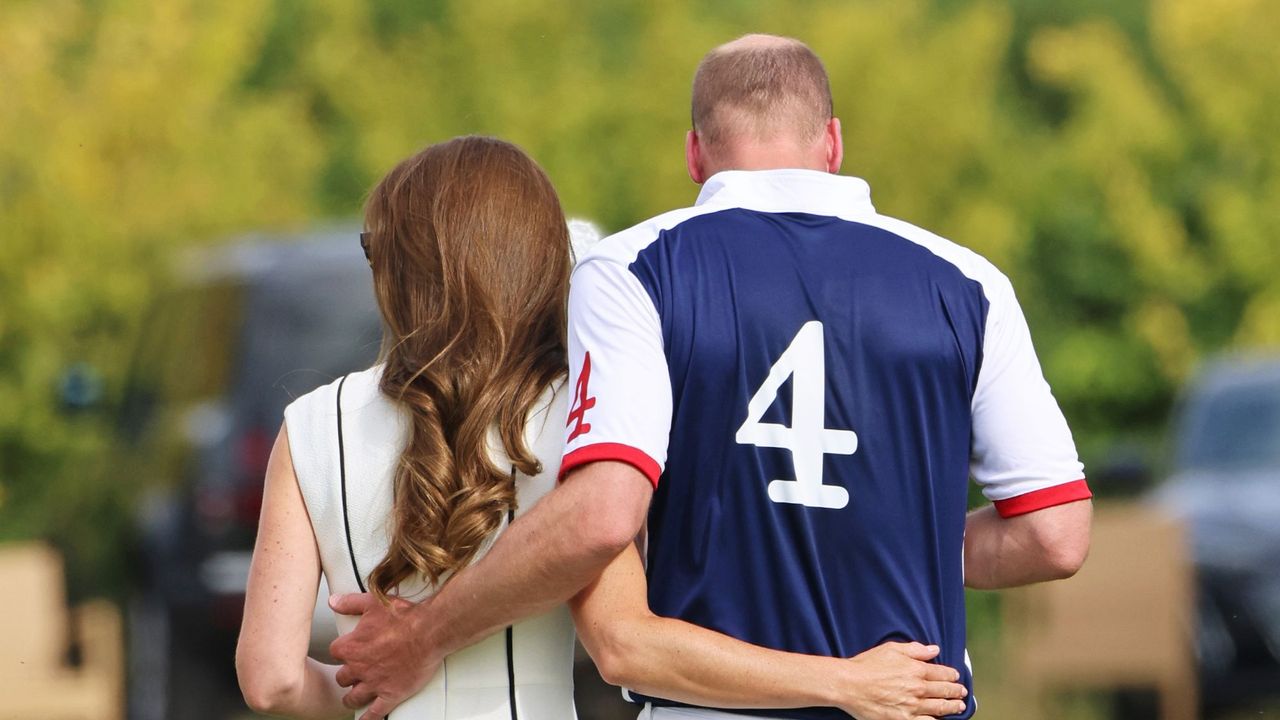 Prince William and Kate Middleton walk arm in arm after the Royal Charity Polo Cup in 2022