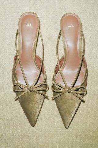 Kitten Heel Slingbacks With Bow Detail