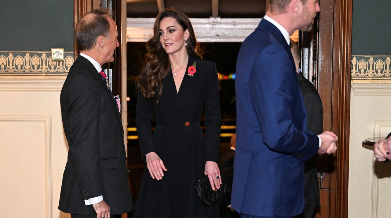 Catherine, Princess of Wales and Prince William, Prince of Wales attend the Royal British Legion Festival of Remembrance at the Royal Albert Hall on November 9, 2024 in London, England. 