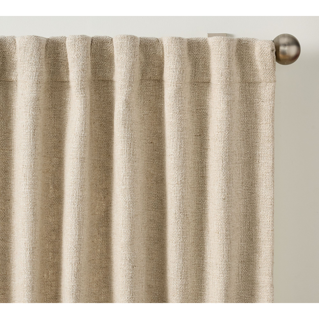 solid oatmeal-colored curtain from pottery barn