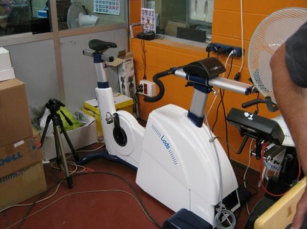 The service course isn't just a storage unit or mechanics' workshop. The Garmin riders also come here for physiological testing.