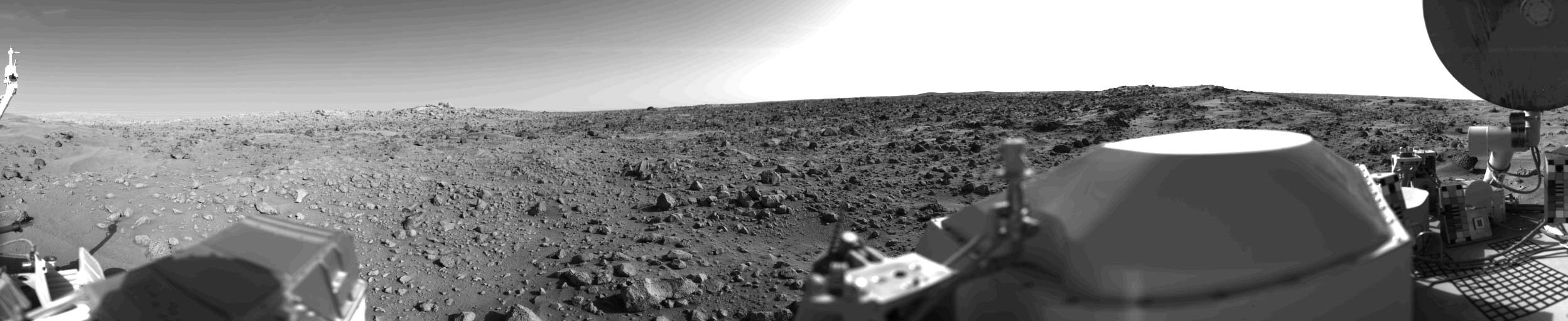 The first panoramic photo of Mars, taken by NASA's Viking 1 lander on July 20, 1976.