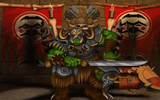 In-game screenshot of an Orc in Warcraft: Orcs and Humans Remastered