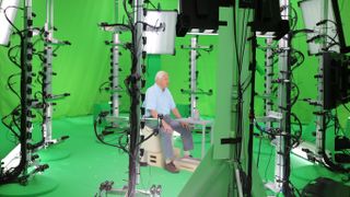 Sir David Attenborough filming Hold the World in front of 106 cameras