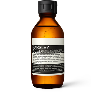 Aesop Parsley Seed Anti-Oxidant Facial Toner on a gray background