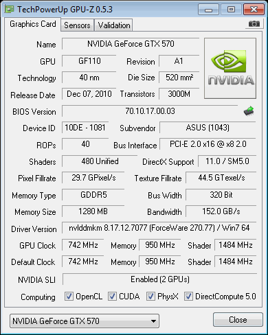 GeForce GTX 570 SLI on Z68