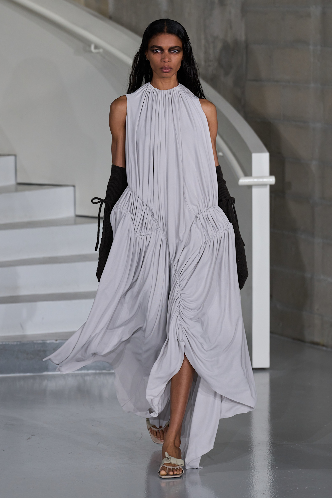 Photos of models at Paris Fashion Week Fall Winter 2026 wearing basque waist trend.