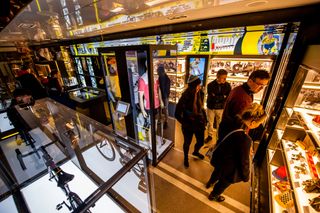 The public taking in the mobile museum