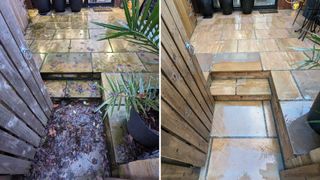 Cleaning a patio before and after results