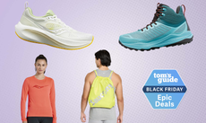 a selection of Saucony running shoes, boots and apparel with a Tom's Guide Black Friday label in the bottom right corner