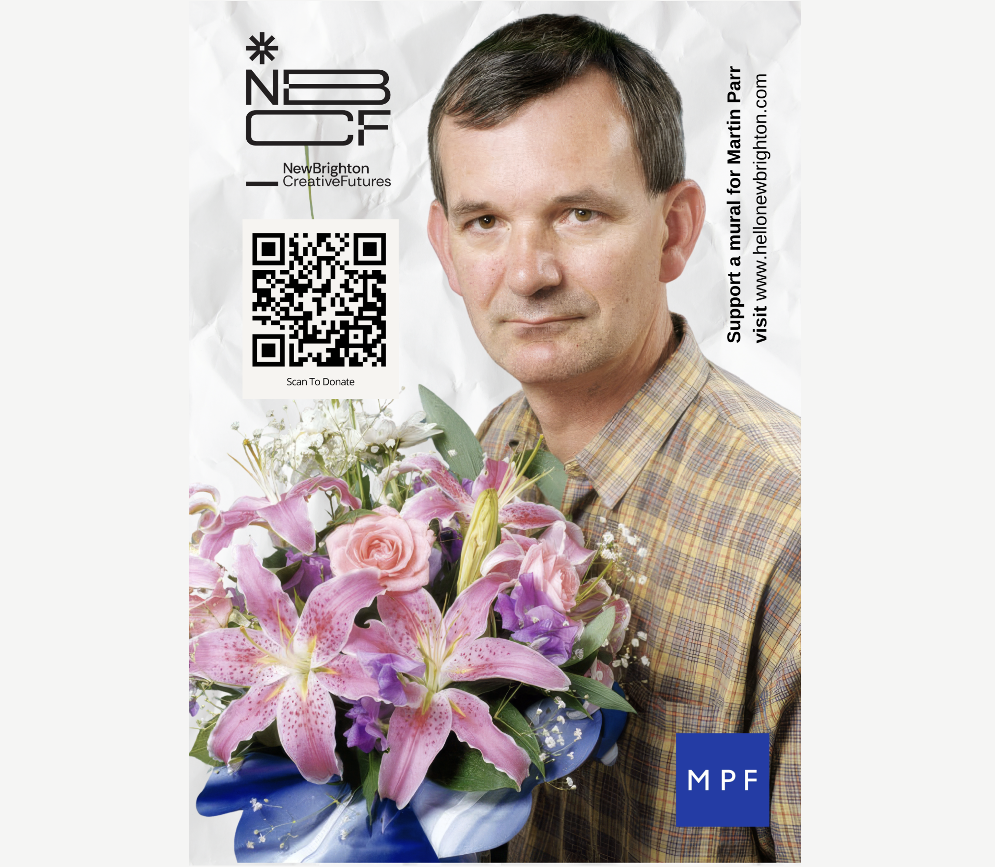 Poster for raising funds for a Martin Parr mural in New Brighton