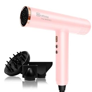 Nicebay Ionic Hair Dryer, Professional Blow Dryer With 3 Attachments, 110000rpm High-Speed Brushless Motor for Fast Drying, Lightweight, Low Noise, 1600w Hairdryer With Diffuser