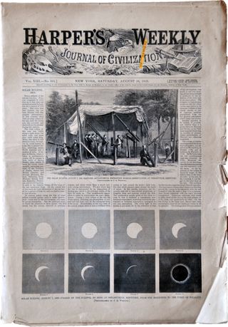 An edition of Harper's Weekly describes the total solar eclipse of 1869.
