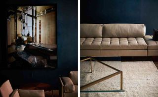 Asymmetric sofa and Plank table
