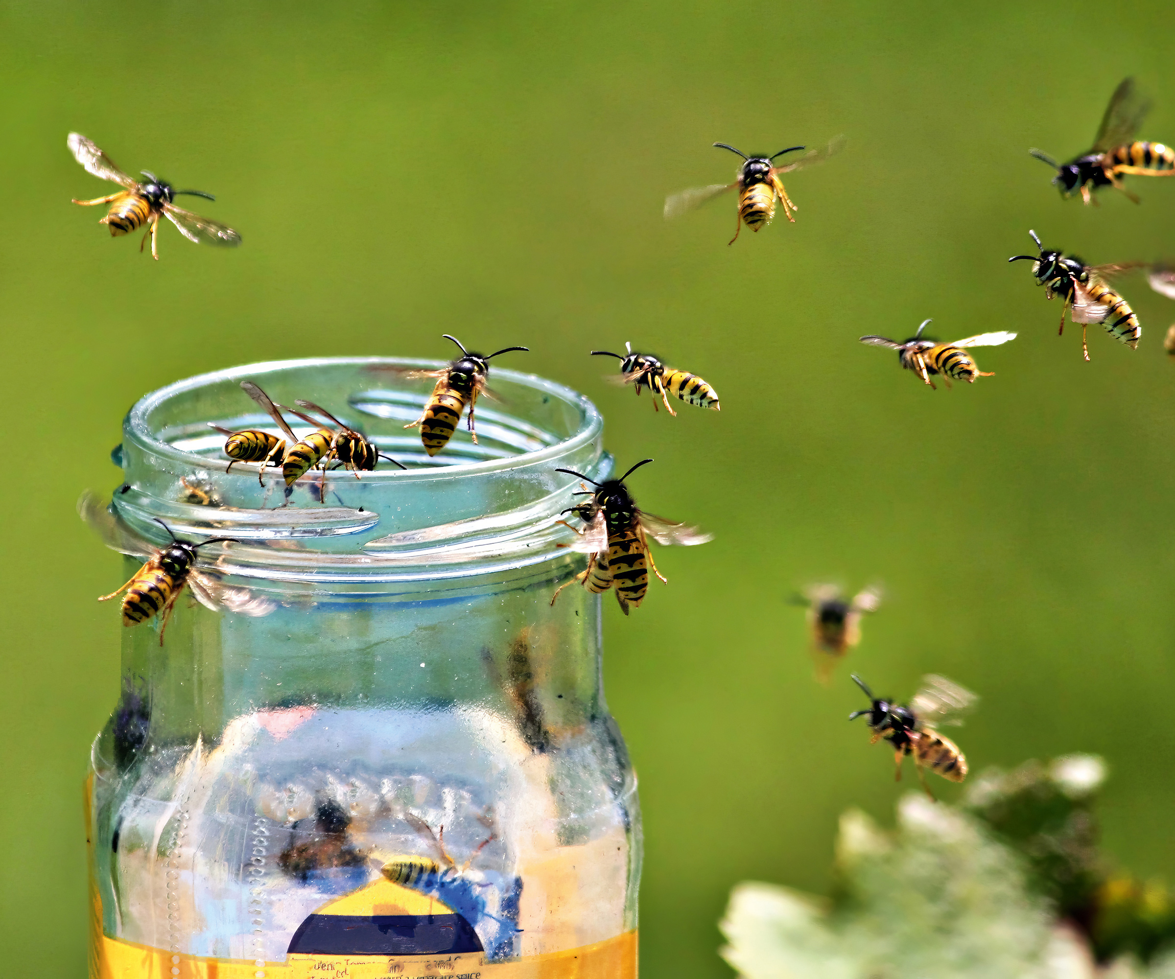 Wasps flocking to an open jar