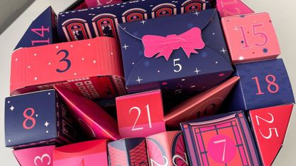 M&amp;S beauty advent calendar - close up of the boxes inside the calendar