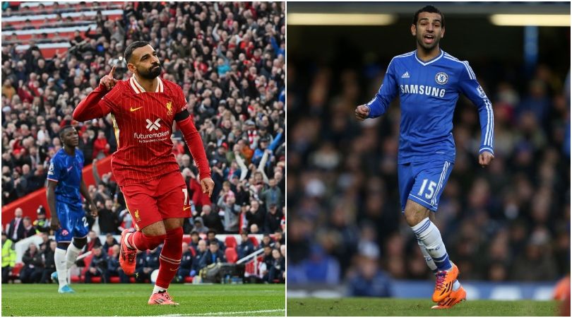 LIVERPOOL, ENGLAND - OCTOBER 20: (THE SUN OUT, THE SUN ON SUNDAY OUT) Mohamed Salah of Liverpool celebrating after scoring the opening goal during the Premier League match between Liverpool FC and Chelsea FC at Anfield on October 20, 2024 in Liverpool, England. (Photo by John Powell/Liverpool FC via Getty Images)