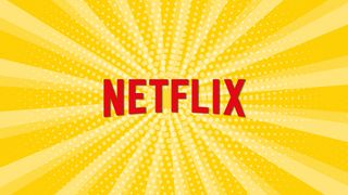 Netflix logo on a yellow rays background