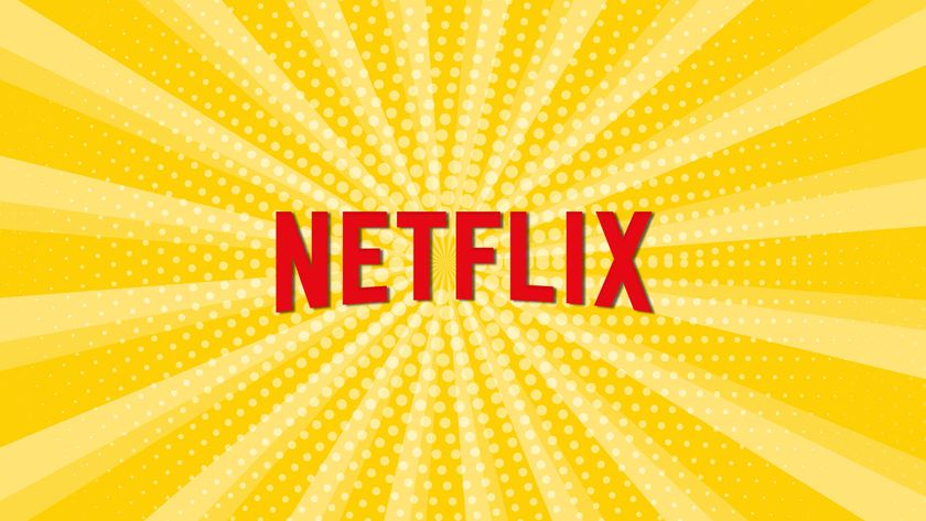 Netflix logo on a yellow rays background