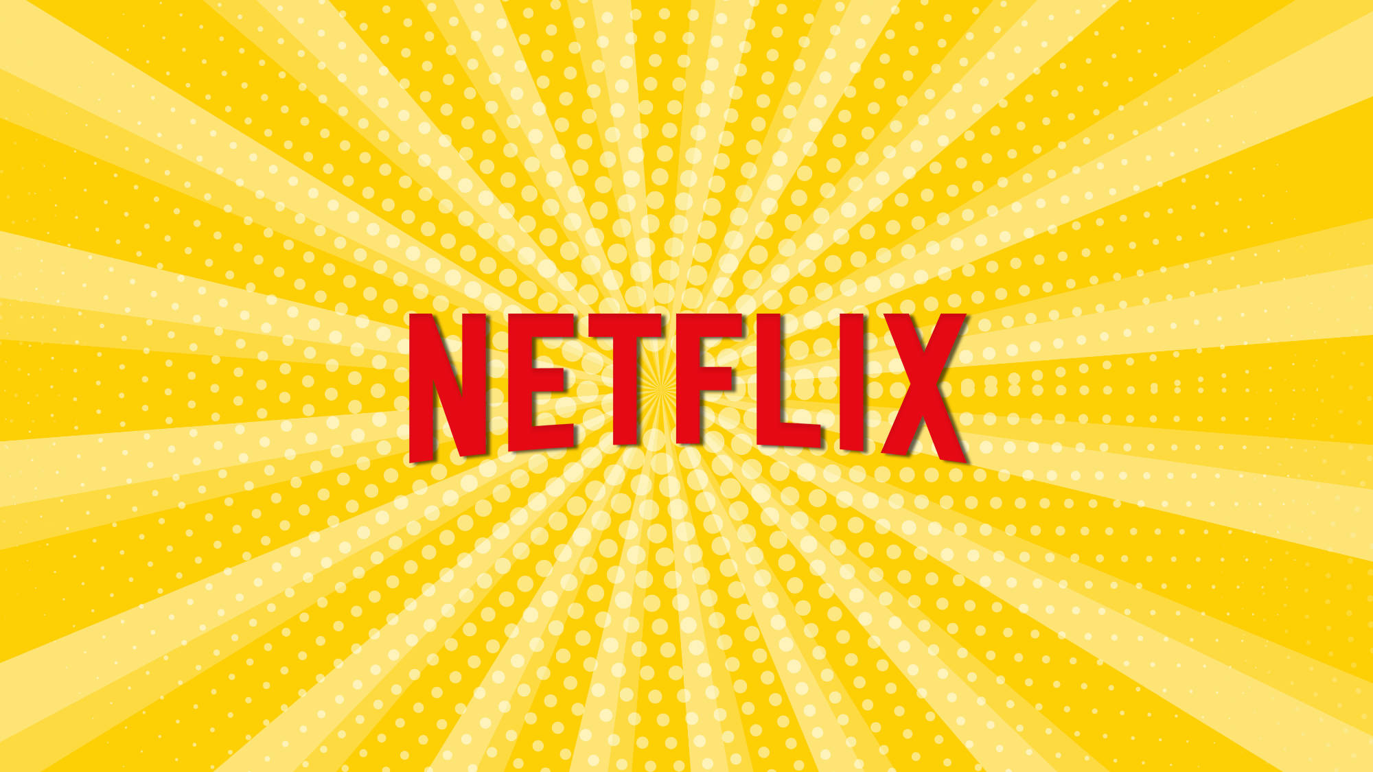 Netflix logo on a yellow rays background