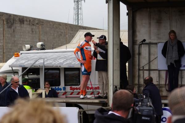 Pearson talks about his win at the post-race conference.