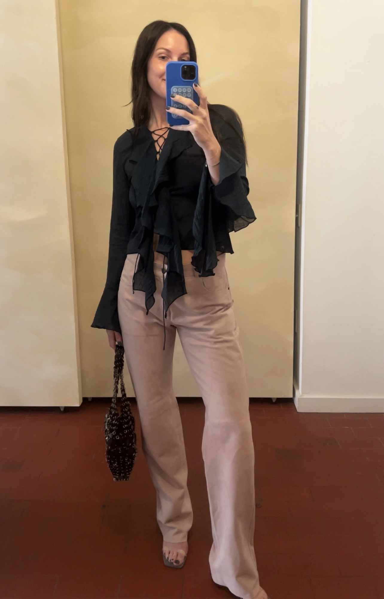 Personal stylist Anna Baldwin modeling pants.