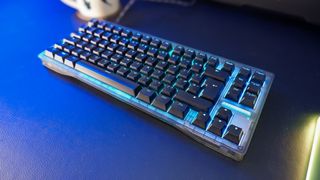 Wooting 80HE on a desk and controlled by the Wootility.