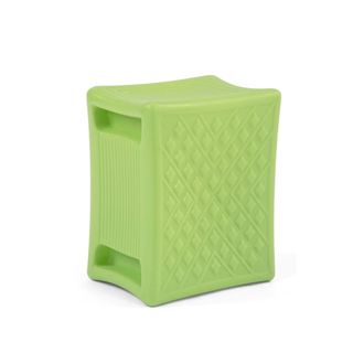 A green square outdoor stool