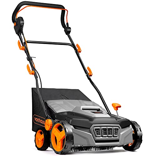 Vonhaus Artificial Grass Brush 1800w &amp;ndash; Electric Lawn Sweeper Cleaner Machine, 45l Collection Bag, 12m Cable, 5 Adjustable Heights, 380mm Working Width, Foldable Handle