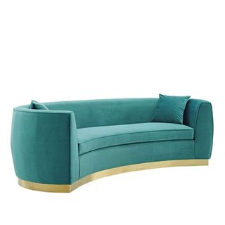 Blue curved sofa