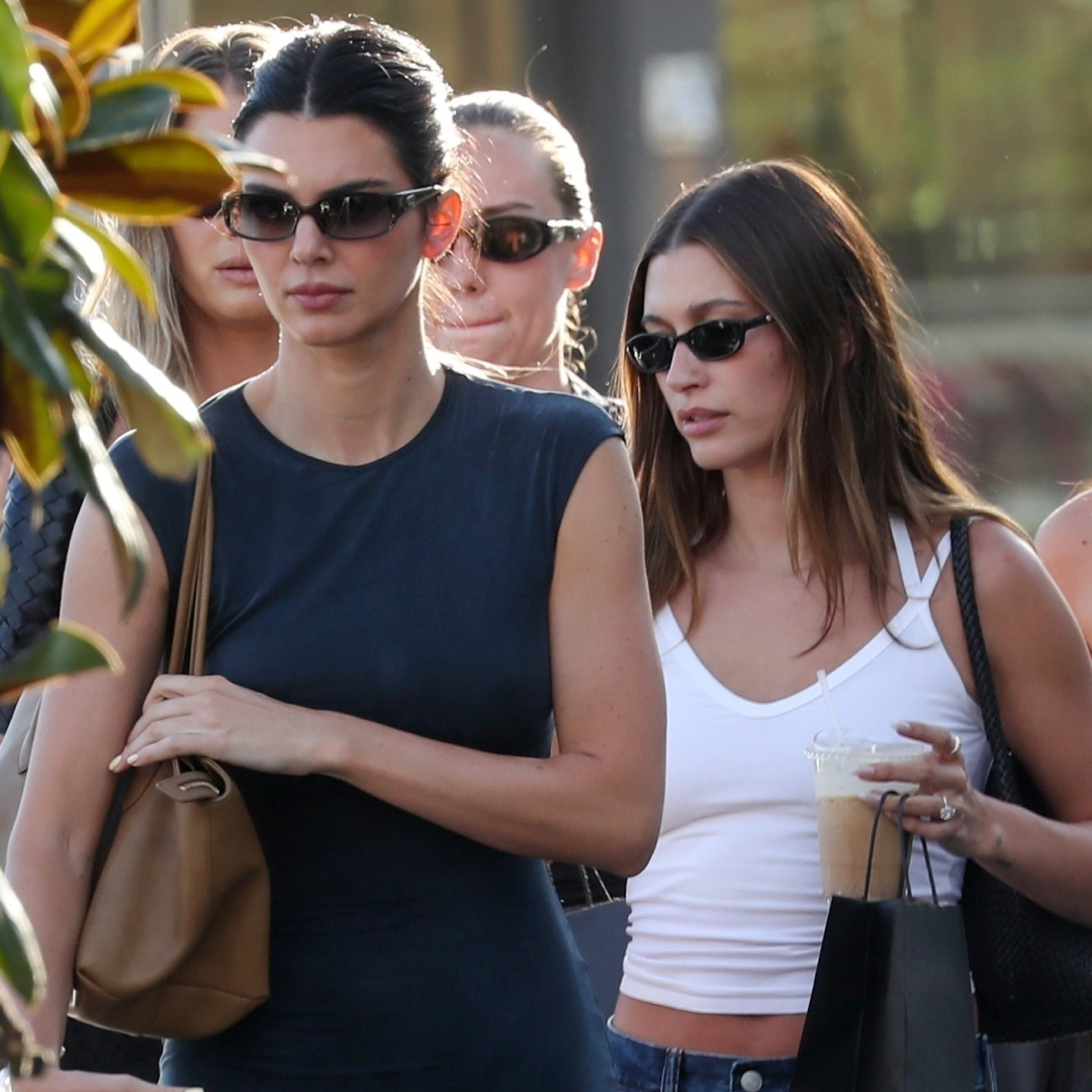 Kendall Jenner and Hailey Bieber went shopping together in contrasting casual outfits