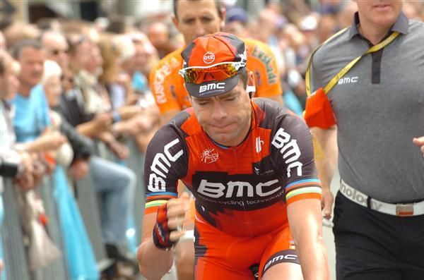 Defending champions Cadel Evans looks relaxed at the 2012 Tour de France