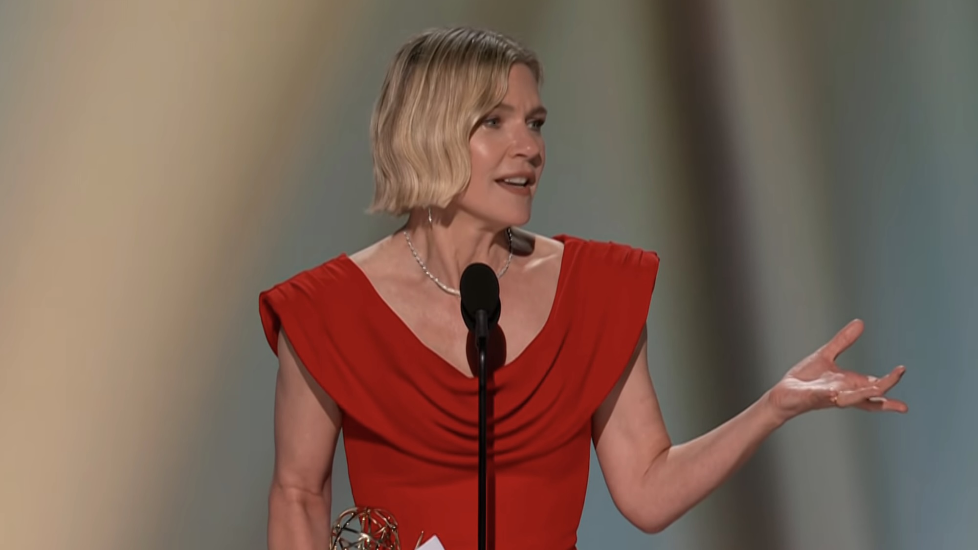 Rhea Seehorn accepting 2026 Emmy for Pluribus