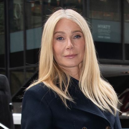 Gwyneth Paltrow carries a Hermes Kelly bag and wears her own label on March 20, 2026 in New York City