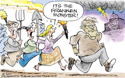 Political cartoon U.S. Al Franken sexual harassment democrats