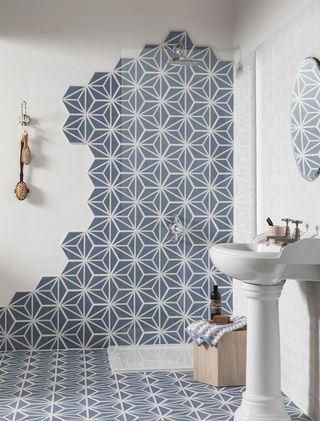 shower tile ideas CTD Tiles - Varadero Azure Blue Hexagon Tiles