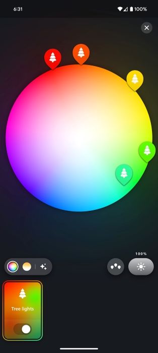 Philips Hue app screenshots of Philips Hue Festavia String Lights