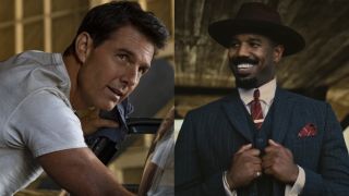 Tom Cruise in Top Gun maverick/Michael B jordan smiling in Sinners
