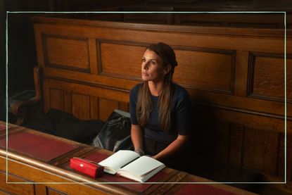 Coleen Rooney sat on a witness stand in a courtroom