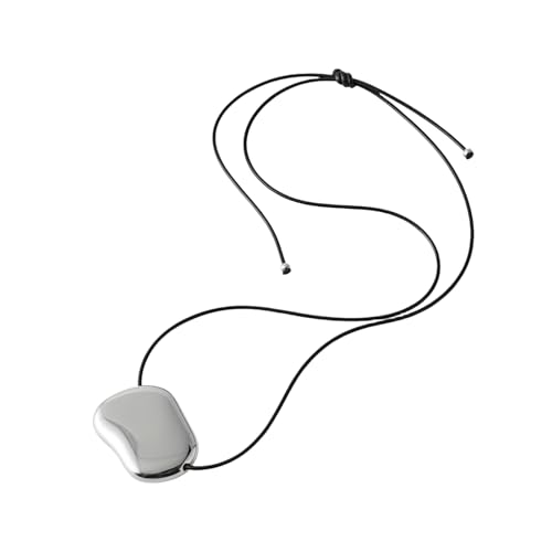 Vliegen Chunky Gold Necklace for Women Minimalist Pebble Pendant on Adjustable Black Cord Waterproof Gold Plated Statement Jewelry Sv