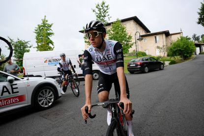 Tadej Pogačar on a training ride before the 2023 Tour de France