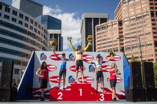 The podium on stage 7 of the USA Pro Challenge