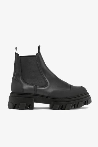 Black Stitch Cleated Low Chelsea Boots