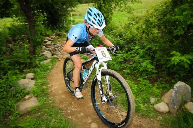 Judy Freeman (Crankbrothers) riding herself onto the podium