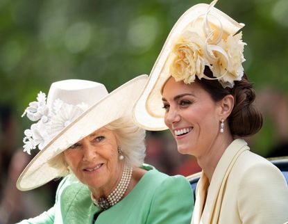 Catherine, Duchess of Cambridge and Camilla, Duchess of Cornwall during Trooping The Colour