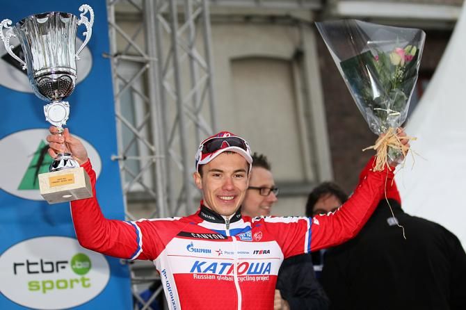 Alexei Tsatevich (Katusha) celebrates his win