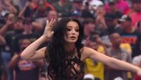 Paige stands on the top ropes at WrestleMania.