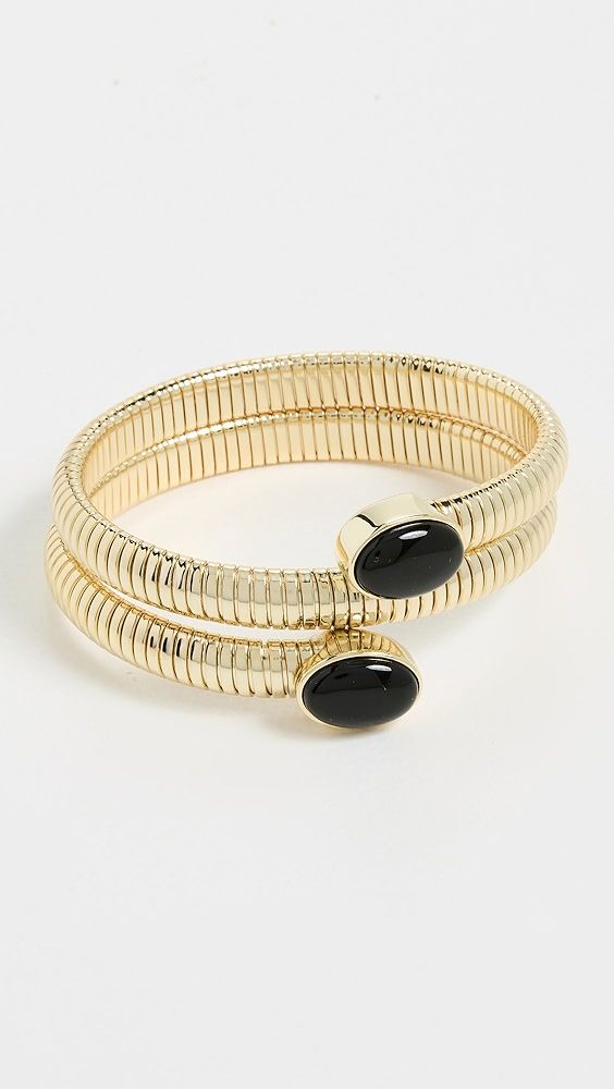 By Adina Eden Colored Stone Wrap Snake Bangle Bracelet
