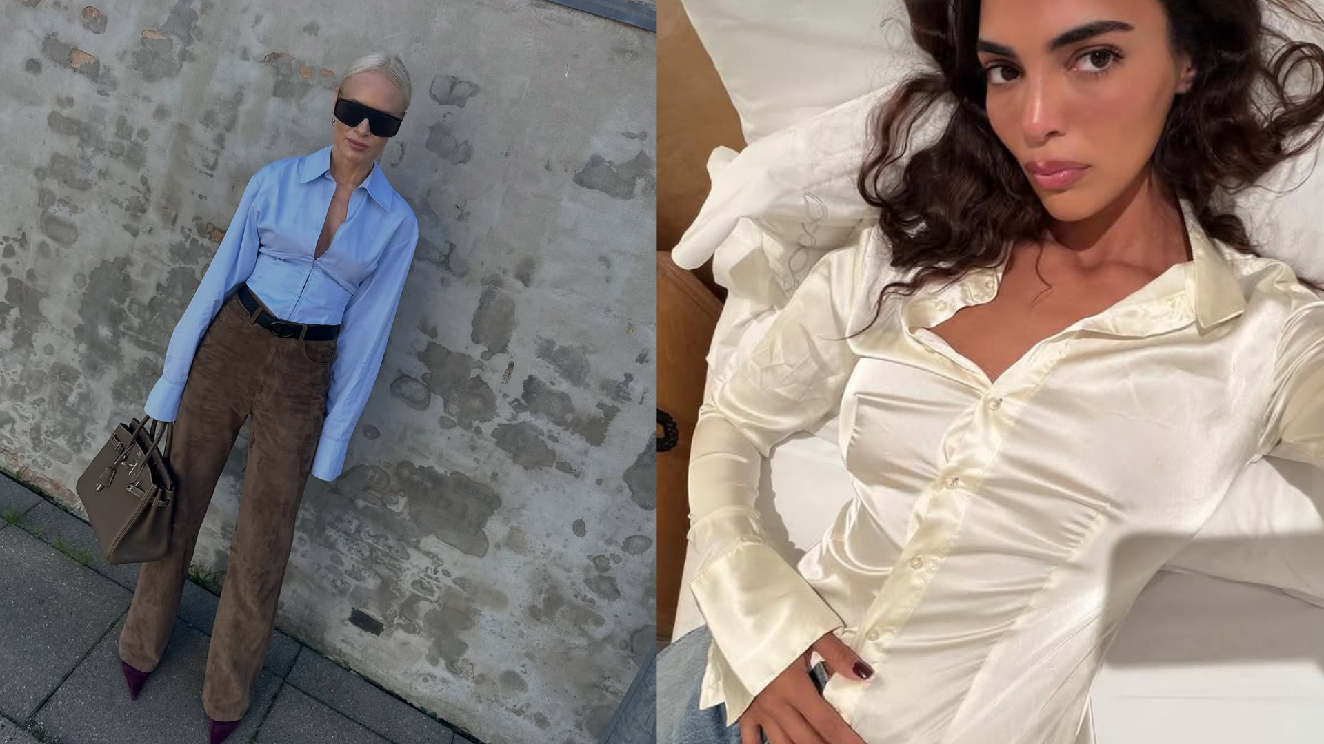 woman wearing best fitted button down shirt