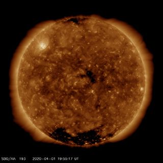 An image of the sun captured by NASA's Solar Dynamics Observatory spacecraft on April 1, 2020.